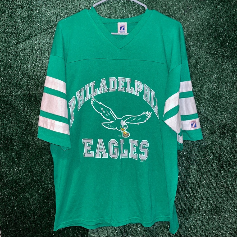 Vintage Philadelphia Eagles Green Long Sleeve Tee with White Stripes